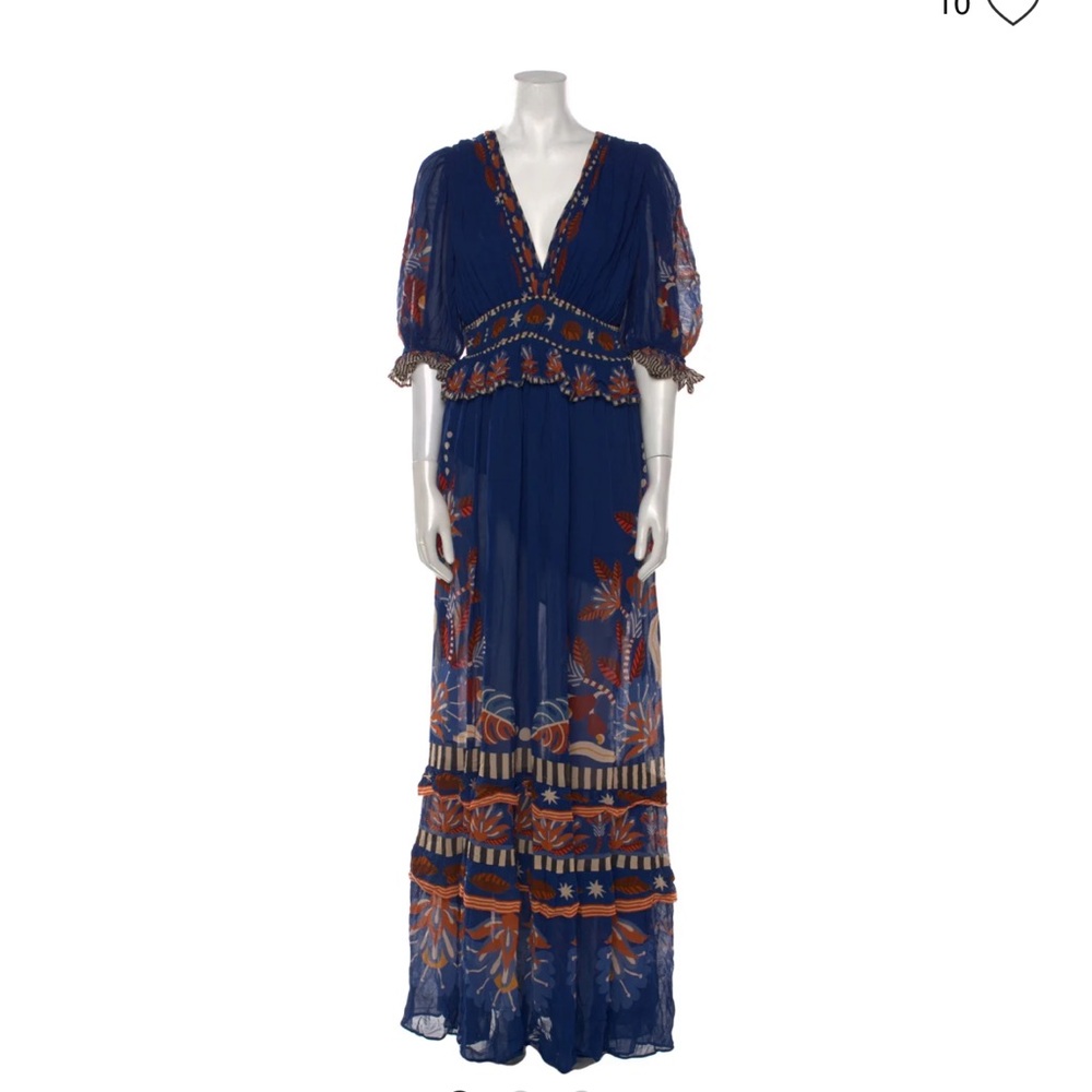 Elegant Blue Floral Maxi Dress